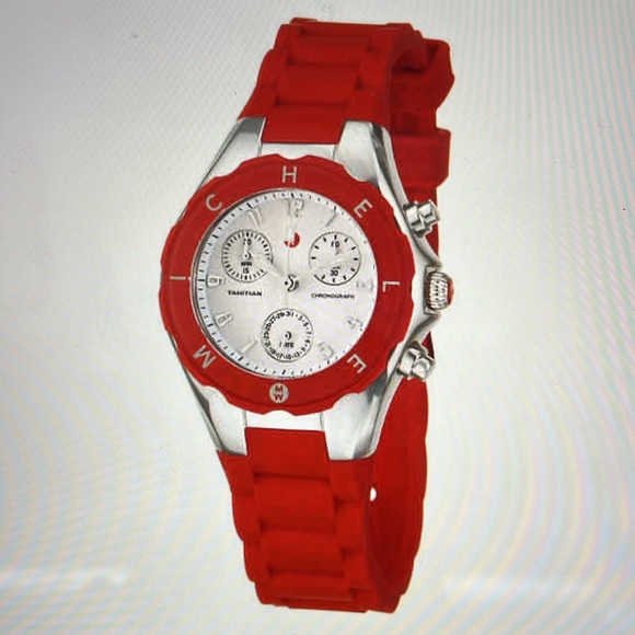 Michele Tahitian Jelly Bean Red Ladies Chronograph Watch - Picture 4 of 16